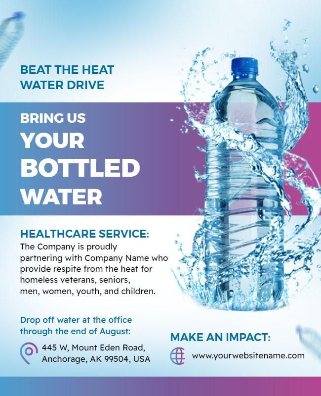 Beat the Heat Water Donation Drive Flyer Template