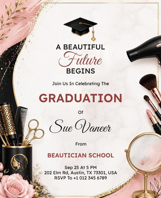 Beautician School Graduation Celebration Flyer Template