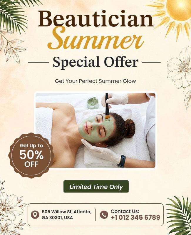 Beautician Summer Offer Promotion Poster Template