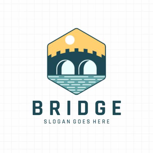 Beautiful Bridge Design Featuring Soft Yellow Sky Logo Template
