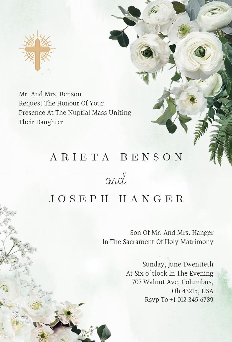 Beautiful Rose Floral Wedding Ceremony Invitation Template