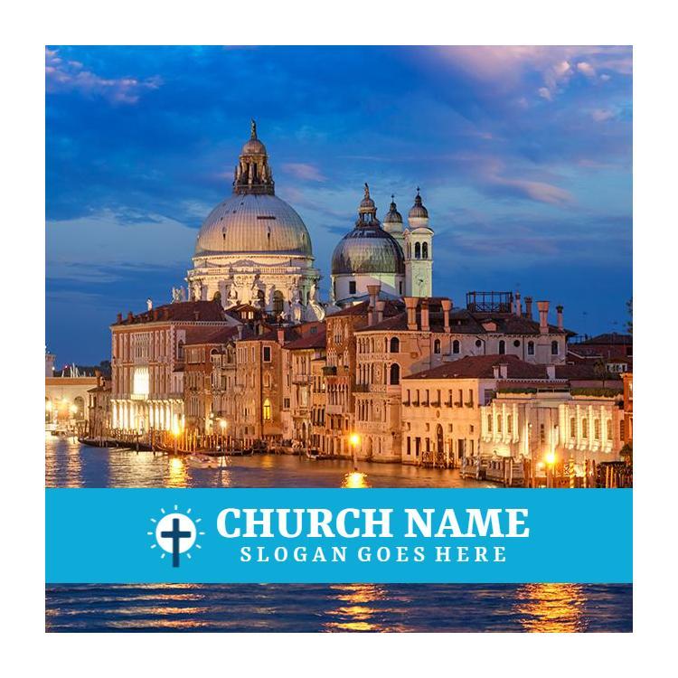 Beautiful Sunset over Venice Cathedral Church Business Card Template