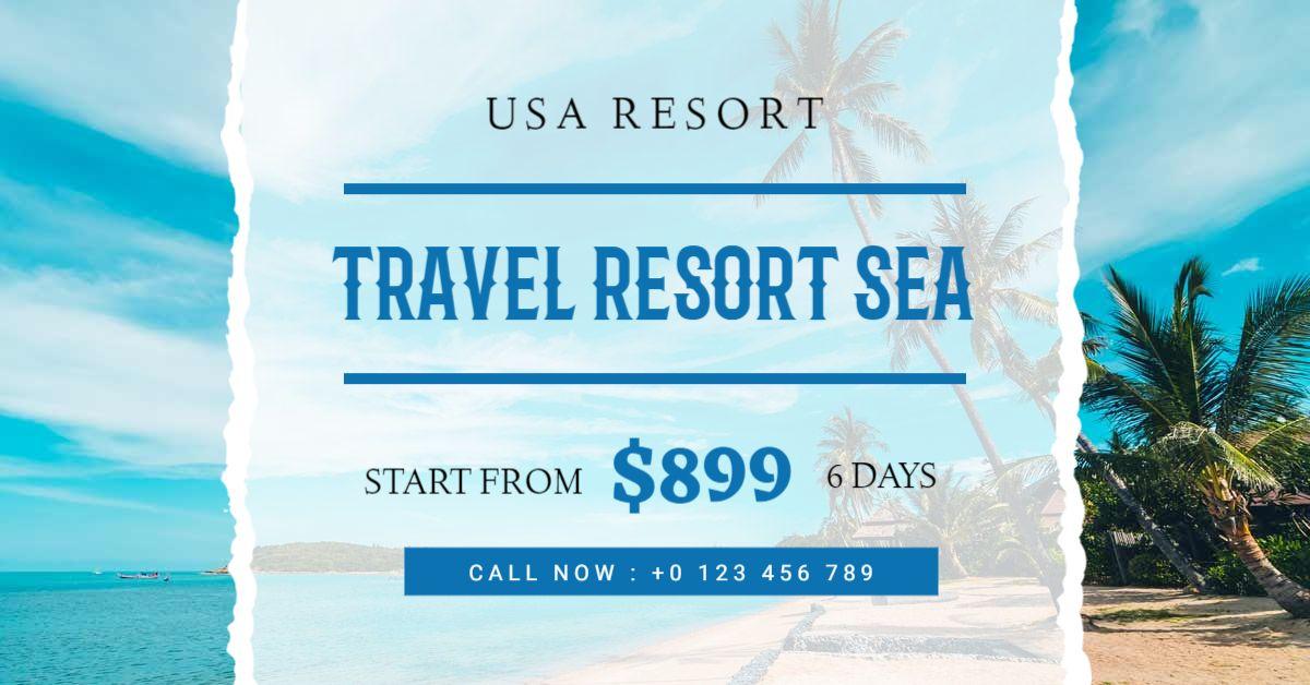 Beautiful Tropical Beach Getaway for Travel Resort Banner Template