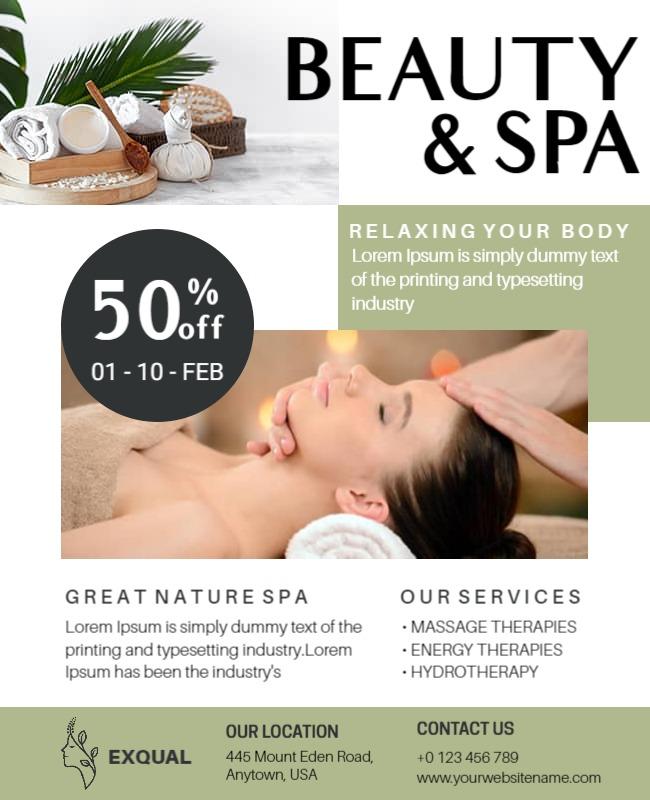 Beauty and Spa Relaxation Offer Flyer Template