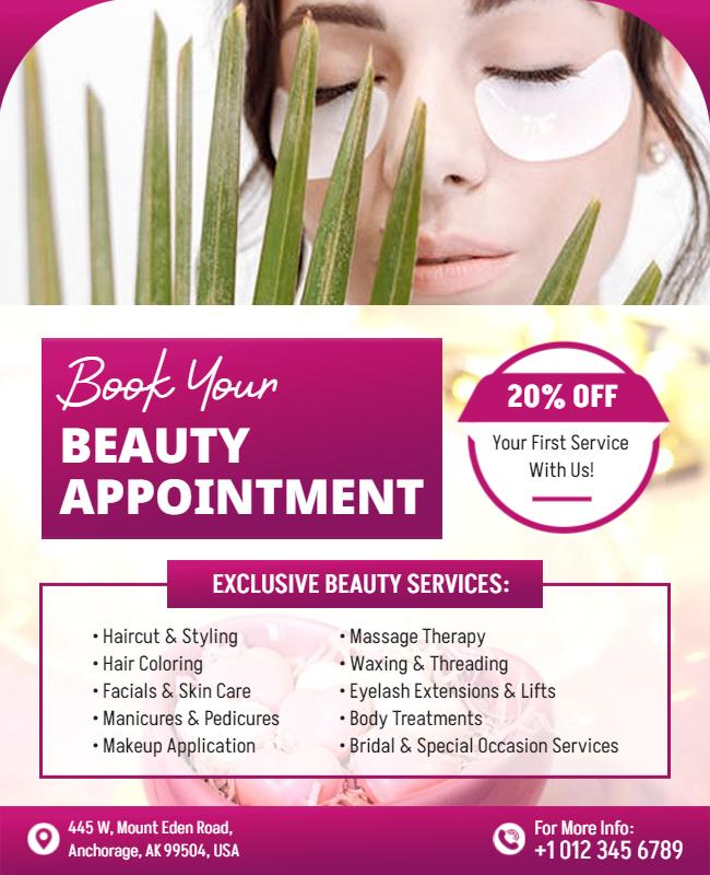 Beauty Appointment Booking Promotion Flyer Template