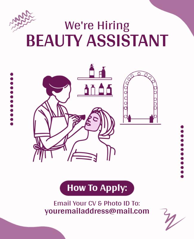 Beauty Assistant Job Hiring Flyer Template