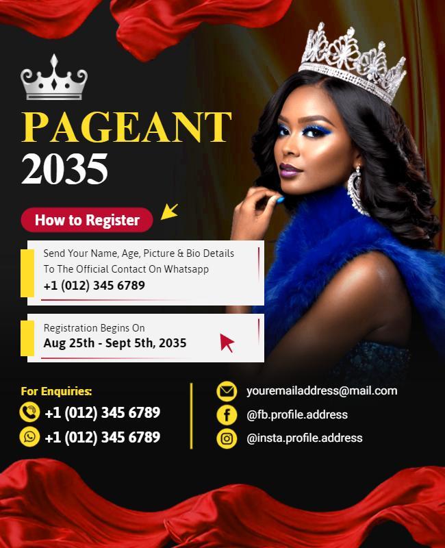 Beauty Competition Registration Information Flyer Template