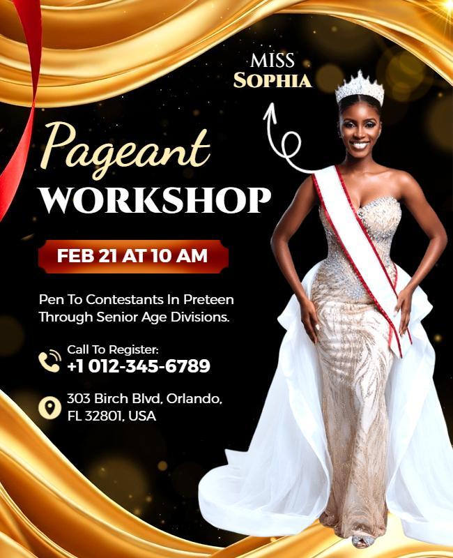 Beauty Pageant Workshop Announcement Flyer Template