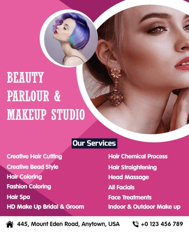 Beauty Parlour and Makeup Services Flyer Template