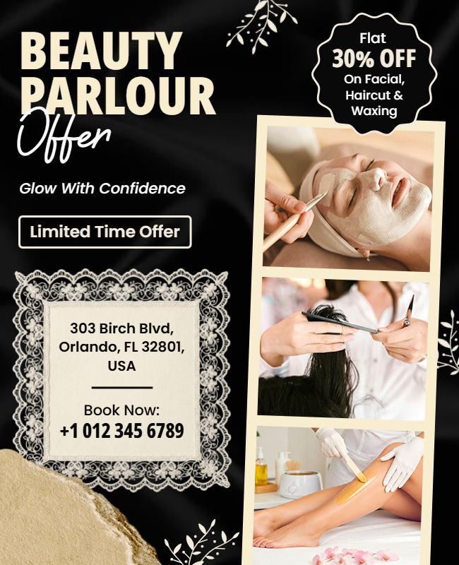 Beauty Parlour Discount Offer Poster Template