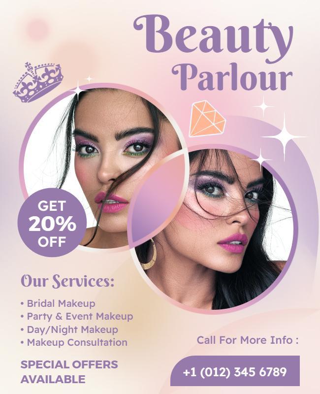 Beauty Parlour Makeup Services Promotional Flyer Template