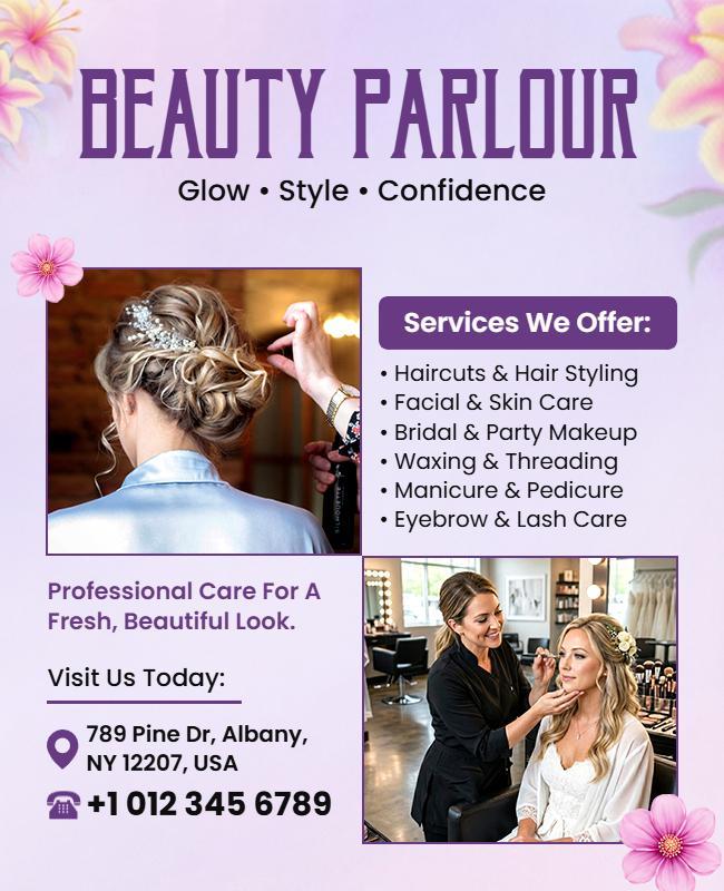Beauty Parlour Services Advertisement Poster Template
