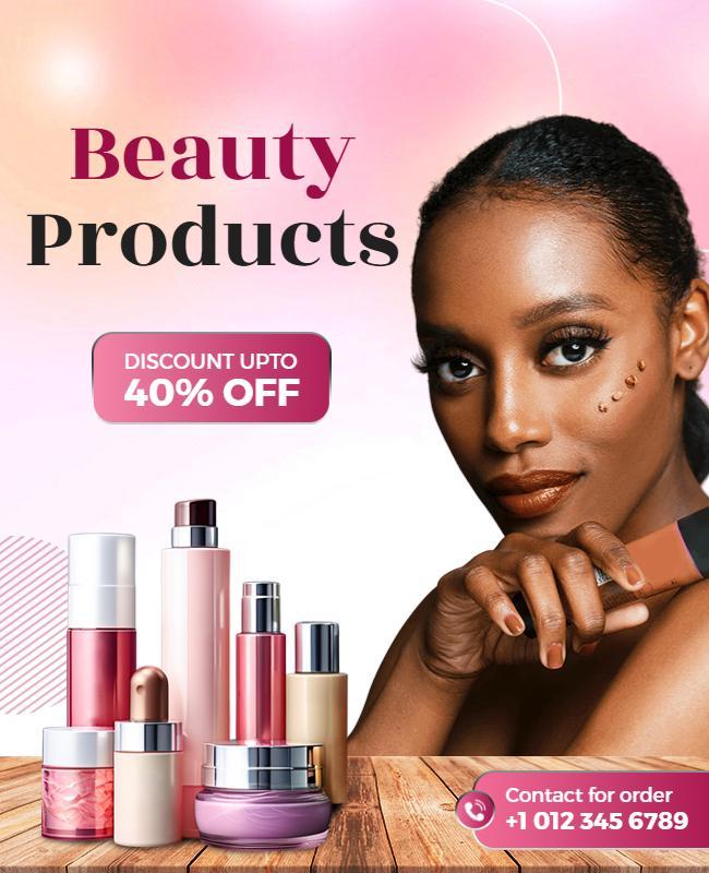 Beauty Products Sale Promotion Flyer Template