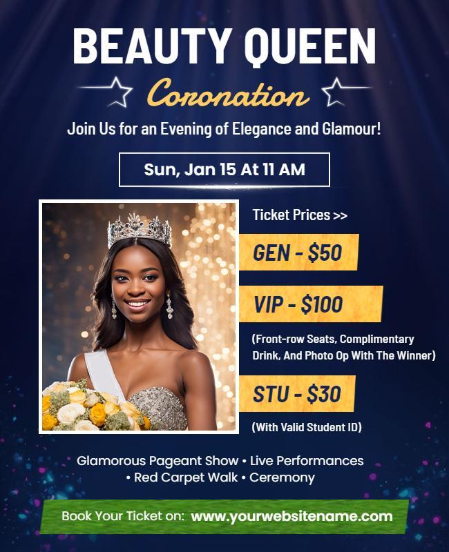 Beauty queen coronation event flyer template