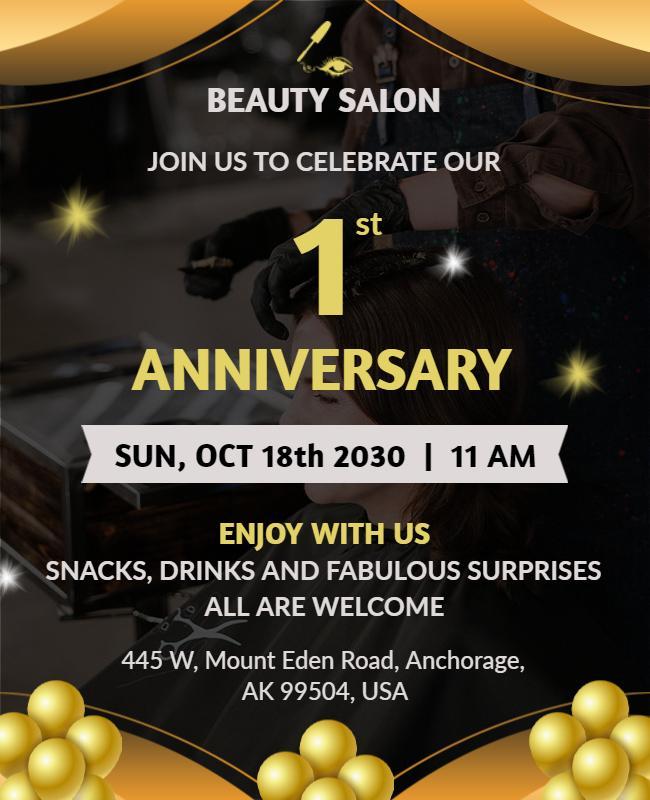 Beauty Salon Anniversary Celebration Flyer Template