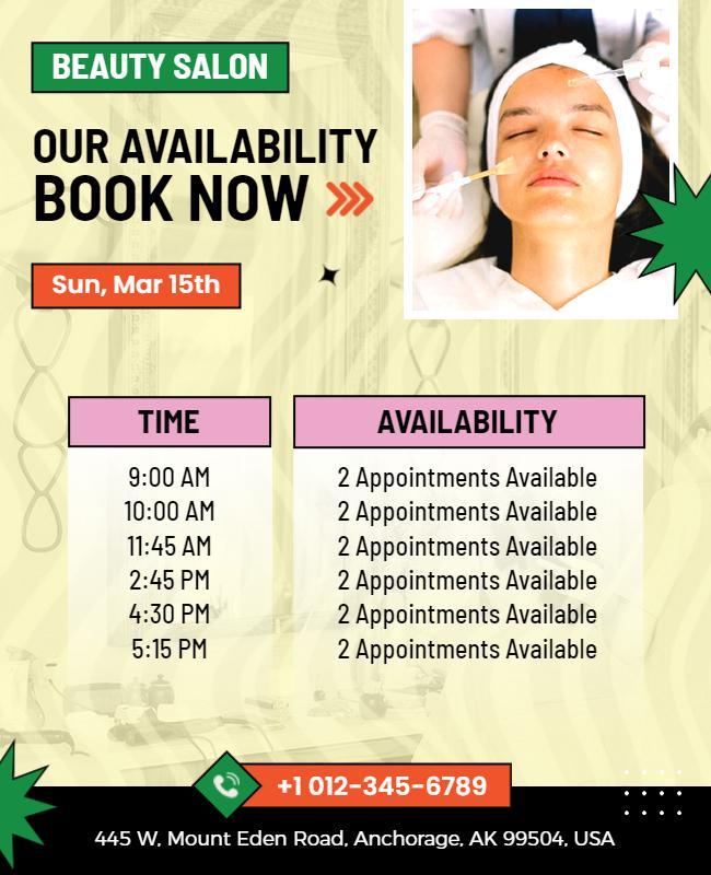 Beauty Salon Appointment Booking Flyer Template