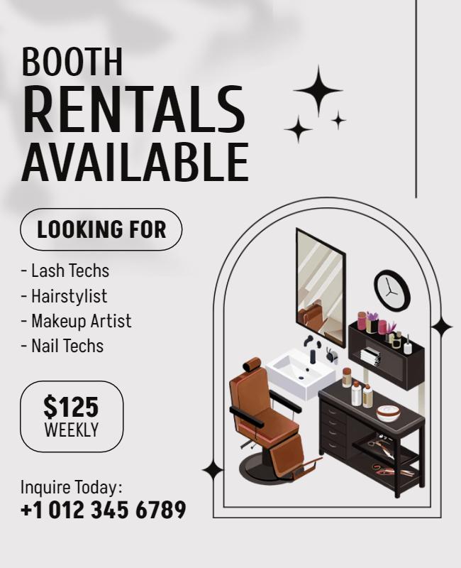 Beauty Salon Booth Rentals Available Flyer Template
