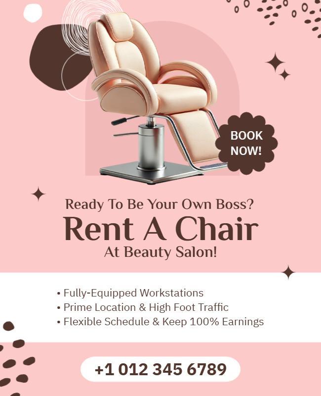 Beauty Salon Chair Rental Flyer Template