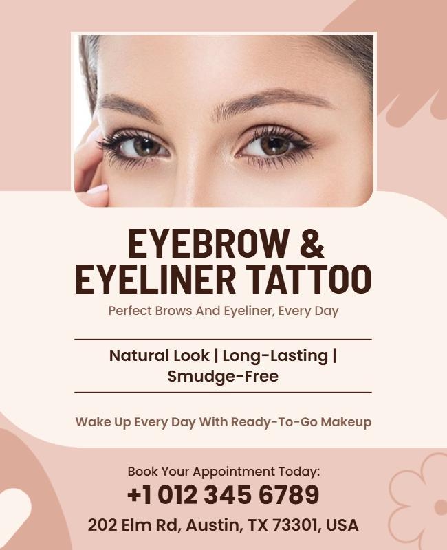 Beauty Salon Eyebrow and Eyeliner Tattoo Flyer Template