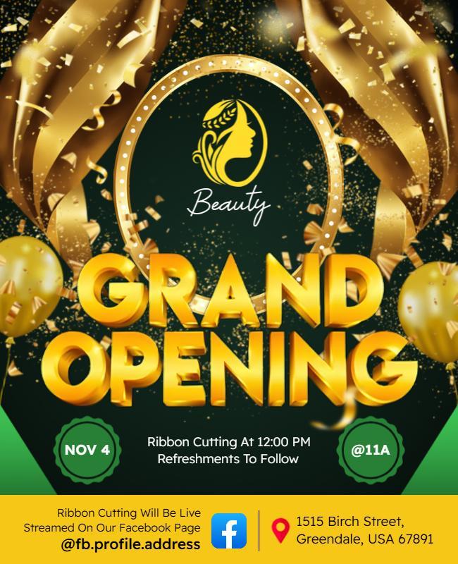 Beauty Salon Grand Opening Celebration Flyer Template