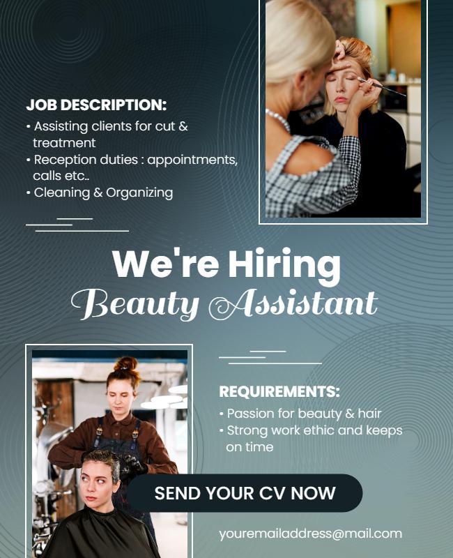 Beauty Salon Hiring Assistant Flyer Template