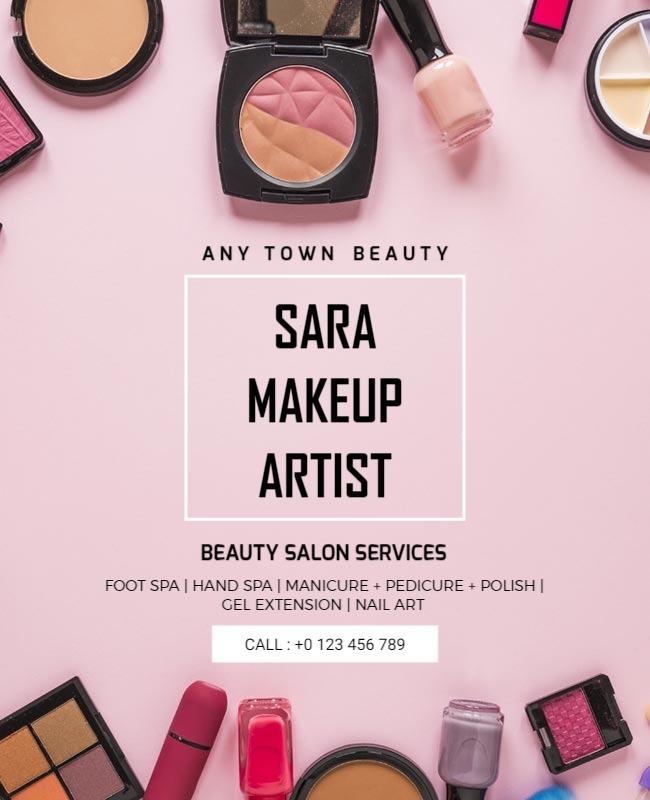 Beauty Salon Makeup Artist Services Flyer Template