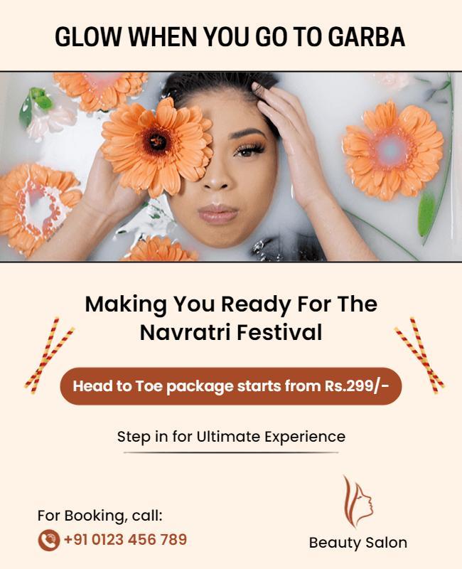 Beauty Salon Navratri Preparation Flyer Template