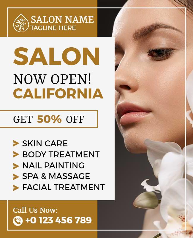 Beauty Salon Opening Promotional Flyer Template