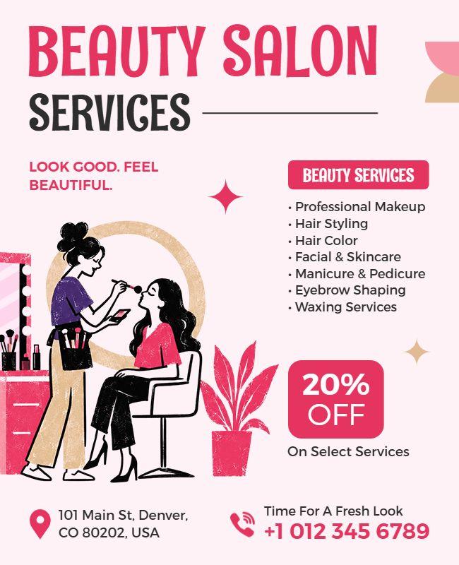Beauty Salon Service Promotion Flyer Template