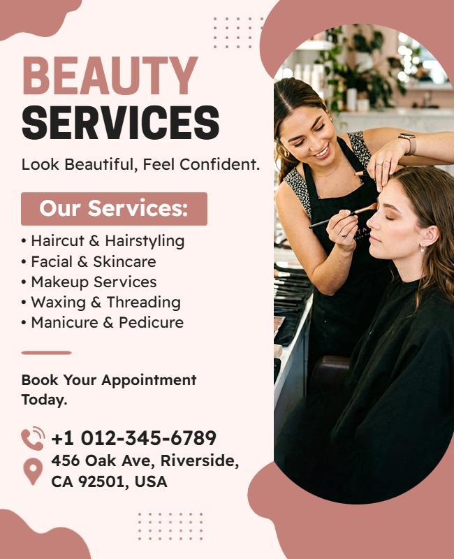 Beauty Salon Services Appointment Poster Template