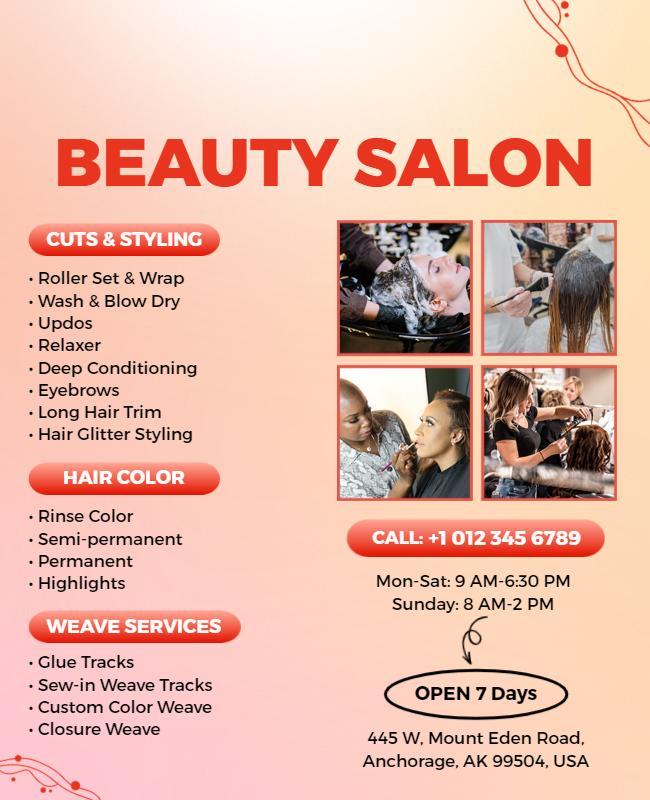 Beauty Salon Services Flyer Template