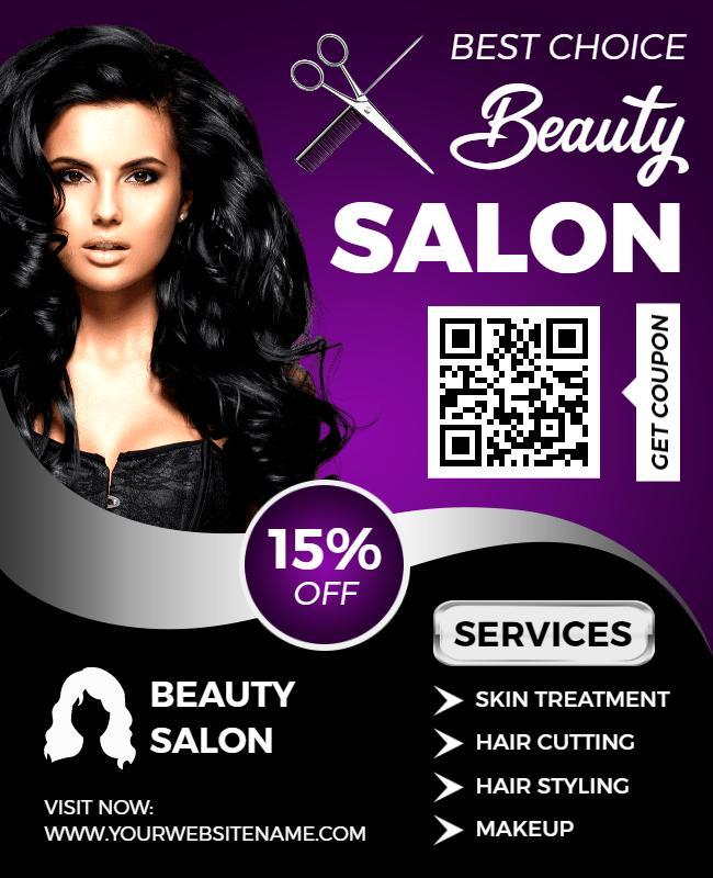 Chic Purple Beauty Salon Promotional Flyer Template