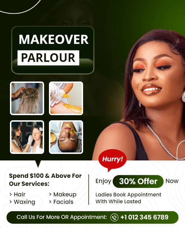 Beauty Salon Services Promotional Flyer Template