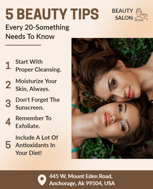 Beauty Salon Skincare Tips Flyer Template