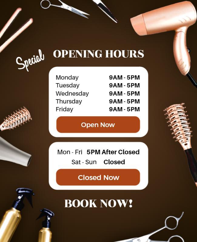 Beauty Salon Special Opening Hours Flyer Template