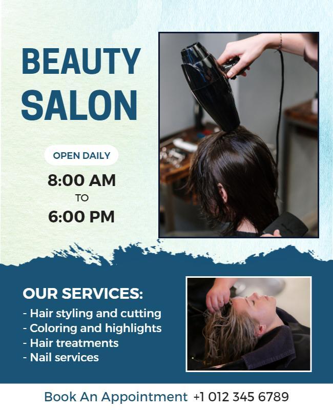 Beauty Salon Watercolor Flyer Template