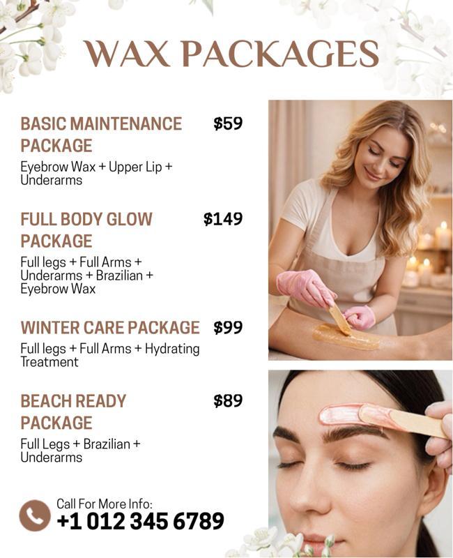 Beauty Salon Waxing Services Menu Flyer Template
