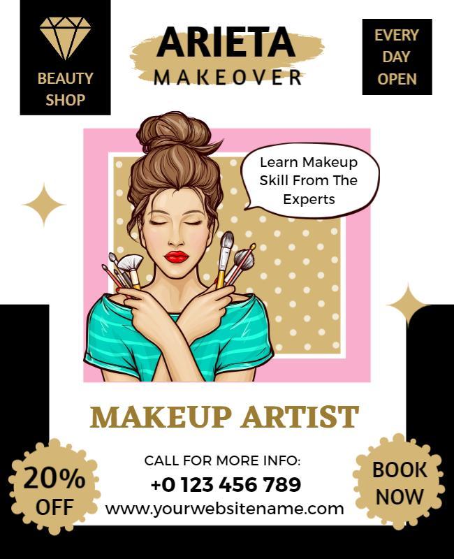 Beauty Shop Makeup Artist Promotion Flyer Template