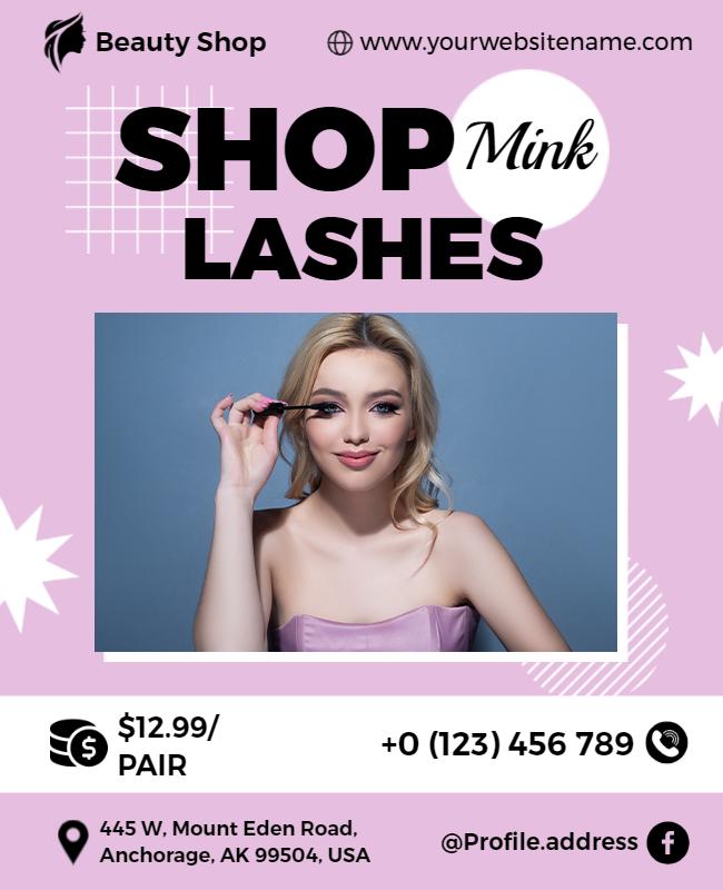 Beauty Shop Mink Lashes Promotion Flyer Template