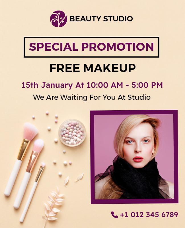 Beauty Studio Free Makeup Promotion Flyer Template