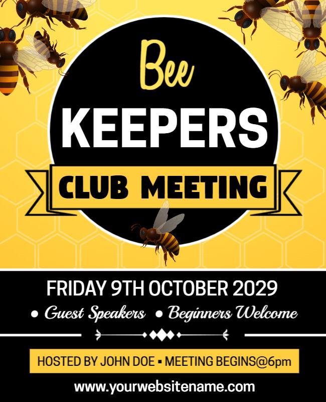 Beekeepers Club Meeting Invitation Flyer Template