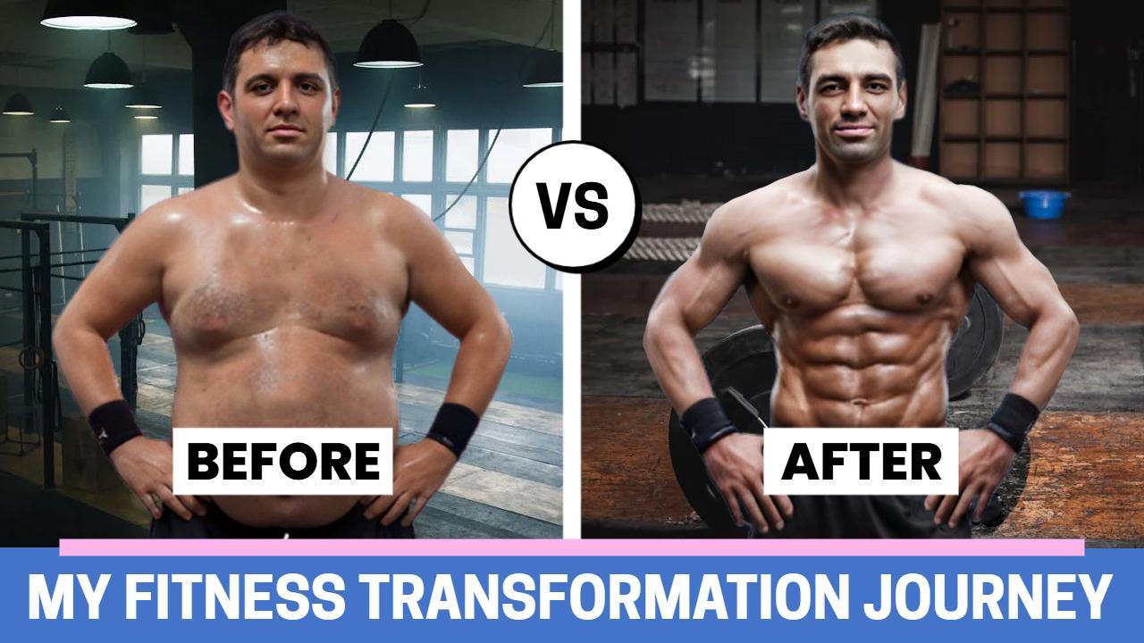 Before After Fitness Transformation Journey YouTube Thumbnail Template