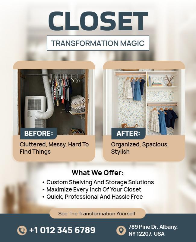 Before and After Closet Transformation Flyer Template