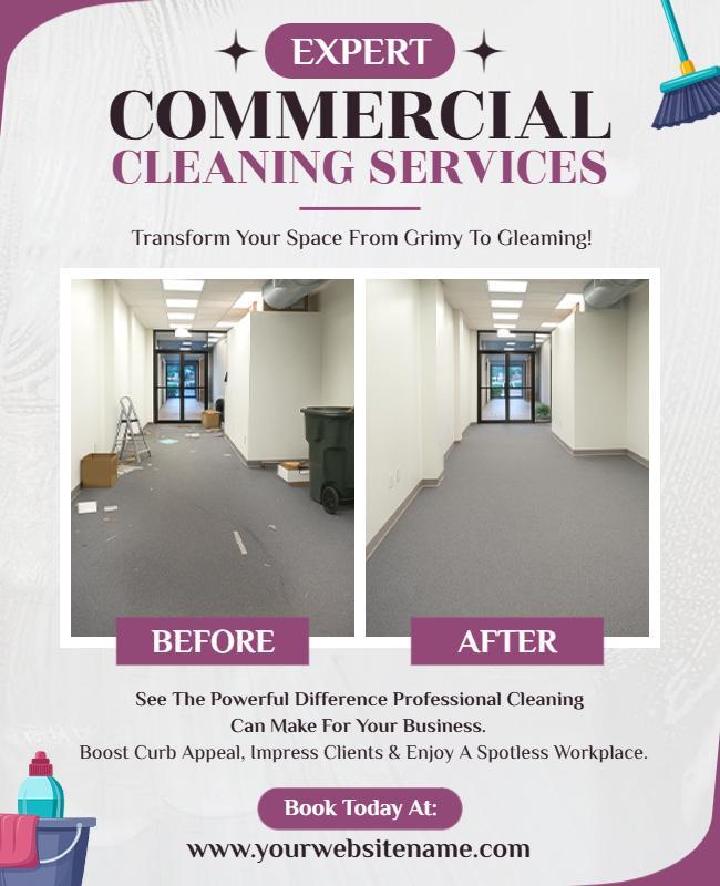 Before and After Expert Commercial Cleaning Services Flyer Template