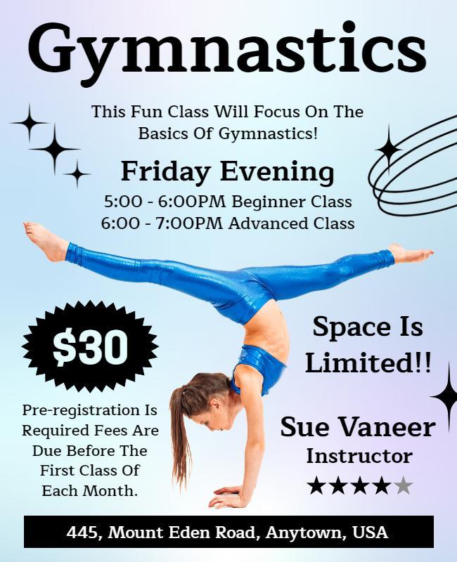 Beginner and Advanced Gymnastics Class Flyer Template