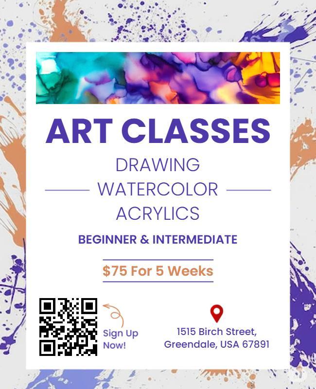 Beginner and Intermediate Art Classes Flyer Template