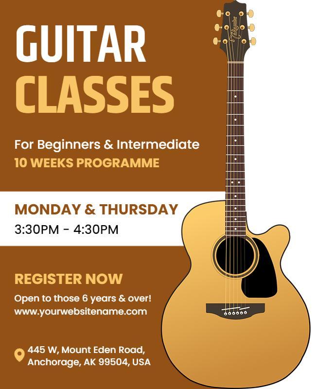 Beginner and Intermediate Guitar Classes Flyer Template