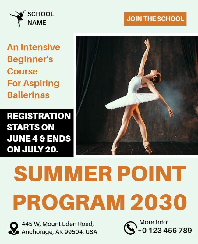 Beginner Ballet Summer Program Flyer Template