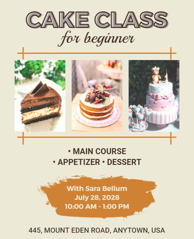 Beginner Cake Decorating Class Flyer Template