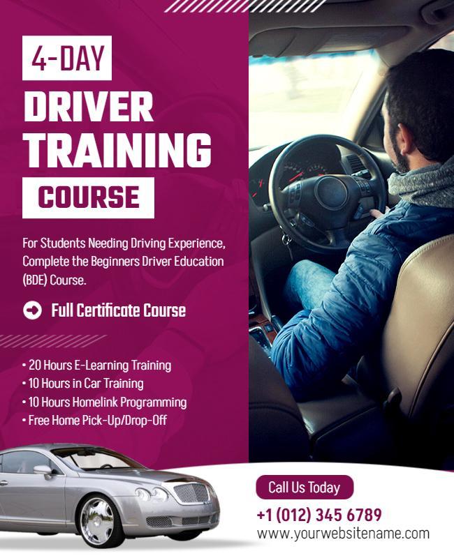 Beginner Driver Education Course Flyer Template